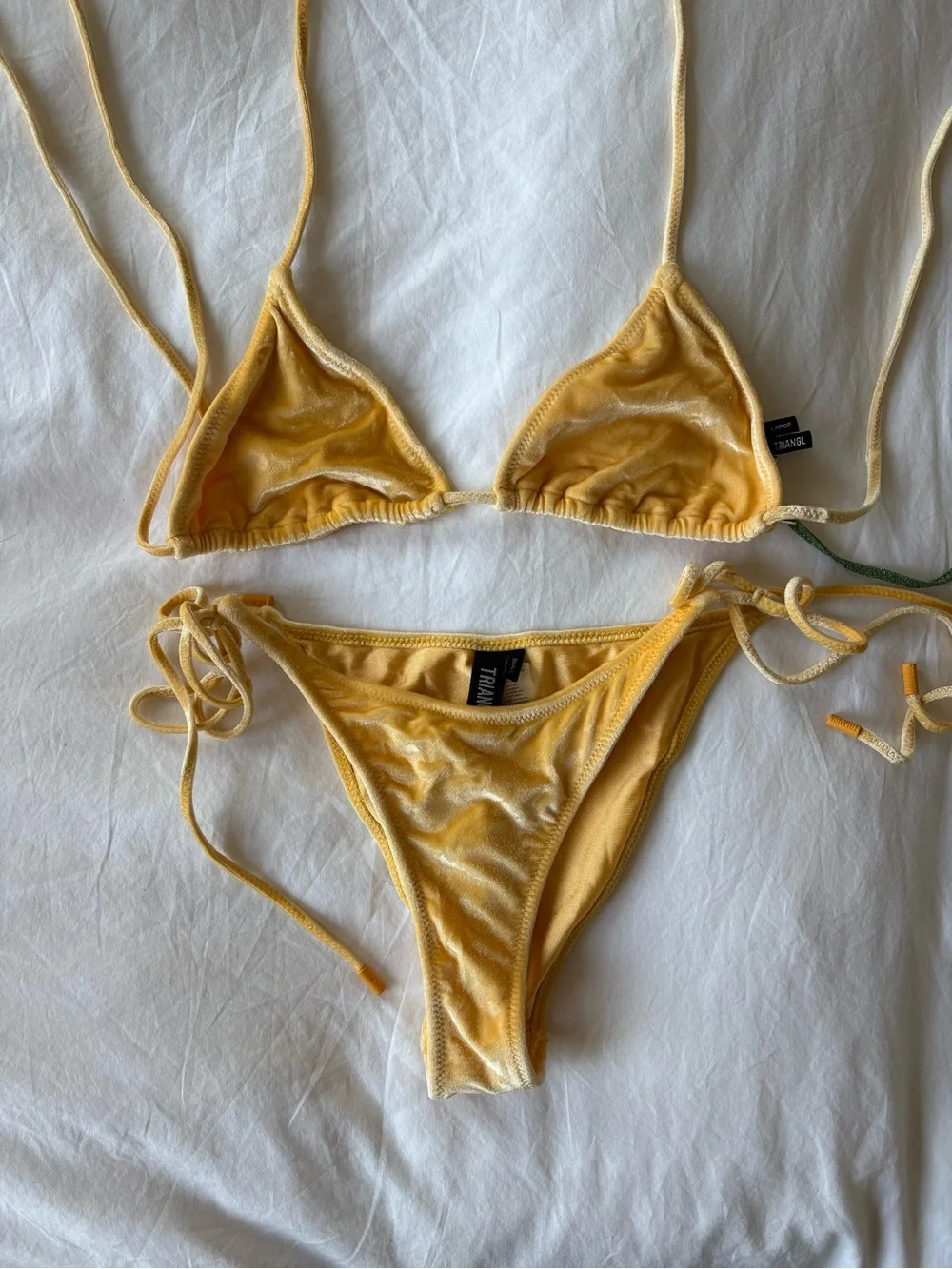 Triangl swimwear yellow velvet bikini